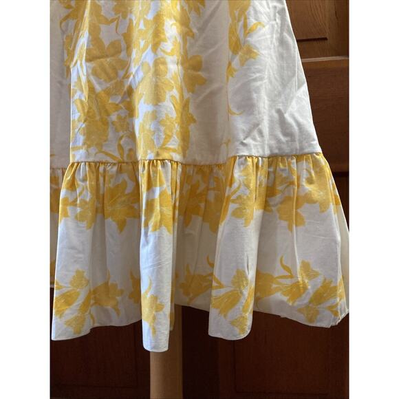 Sachin & Babi Lemon Ruffle Hem Dress Sz 12 Yellow White Lily Floral $195 - Picture 4 of 8